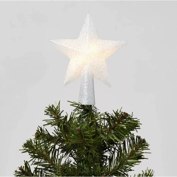 Mini Glitter Silver Star Light Up Christmas Tree Topper LED 4.7" Lit Holiday Dec - Picture 2 of 5
